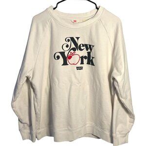 Levi’s Women’s New York Big Apple Graphic Pullover Sweatshirt White Crewneck NWO